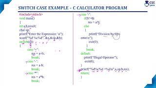CSE Guru – Switch Case Example Calculator Program | Control Statements | Lec 61 | C Programming Tutorials